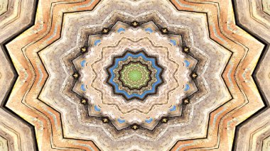 Soyut etnik otantik simetrik desen süs dekoratif Kaleidoscope hareketi geometrik daire ve yıldız şekli