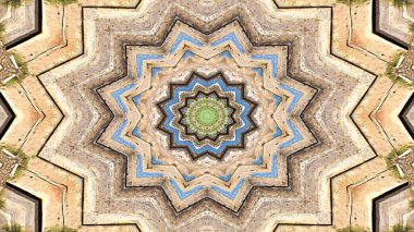 Soyut etnik otantik simetrik desen süs dekoratif Kaleidoscope hareketi geometrik daire ve yıldız şekli