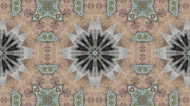 Soyut etnik otantik simetrik desen süs dekoratif Kaleidoscope hareketi geometrik daire ve yıldız şekli