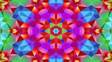 Soyut Renkli Simetrik Desensel Dekoratif Kaleydoskop Hareketi Geometrik Çember ve Yıldız Şekilleri