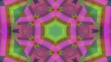 Soyut Renkli Simetrik Desensel Dekoratif Kaleydoskop Hareketi Geometrik Çember ve Yıldız Şekilleri