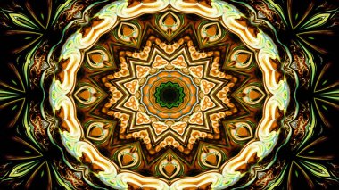 Soyut etnik otantik simetrik desen süs dekoratif Kaleidoscope hareketi geometrik daire ve yıldız şekli