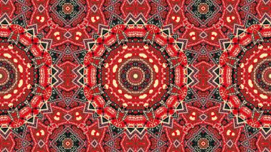Soyut etnik otantik simetrik desen süs dekoratif Kaleidoscope hareketi geometrik daire ve yıldız şekli