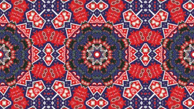 Soyut etnik otantik simetrik desen süs dekoratif Kaleidoscope hareketi geometrik daire ve yıldız şekli