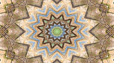 Soyut etnik otantik simetrik desen süs dekoratif Kaleidoscope hareketi geometrik daire ve yıldız şekli