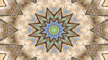 Soyut etnik otantik simetrik desen süs dekoratif Kaleidoscope hareketi geometrik daire ve yıldız şekli
