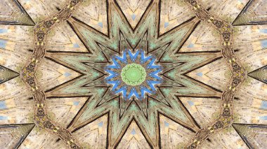 Soyut etnik otantik simetrik desen süs dekoratif Kaleidoscope hareketi geometrik daire ve yıldız şekli