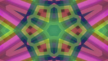 Soyut Renkli Simetrik Desensel Dekoratif Kaleydoskop Hareketi Geometrik Çember ve Yıldız Şekilleri