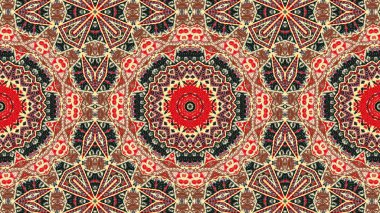 Soyut etnik otantik simetrik desen süs dekoratif Kaleidoscope hareketi geometrik daire ve yıldız şekli