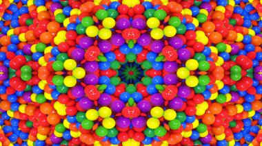 Soyut Renkli Simetrik Desensel Dekoratif Kaleydoskop Hareketi Geometrik Çember ve Yıldız Şekilleri