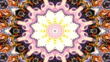 Soyut etnik otantik simetrik desen süs dekoratif Kaleidoscope hareketi geometrik daire ve yıldız şekli