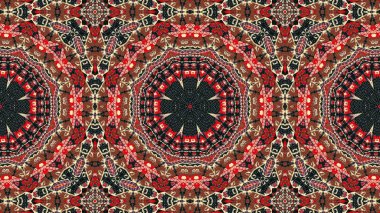 Soyut etnik otantik simetrik desen süs dekoratif Kaleidoscope hareketi geometrik daire ve yıldız şekli