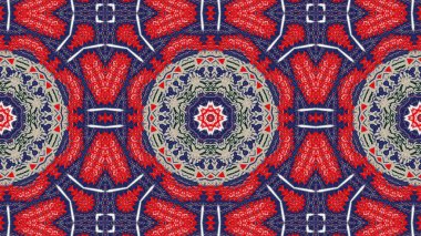 Soyut etnik otantik simetrik desen süs dekoratif Kaleidoscope hareketi geometrik daire ve yıldız şekli