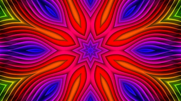 Abstraktní Barevný Symetrický Vzor Ornamentální Dekorativní Kaleidoskop Hnutí Geometrický Kruh — Stock fotografie