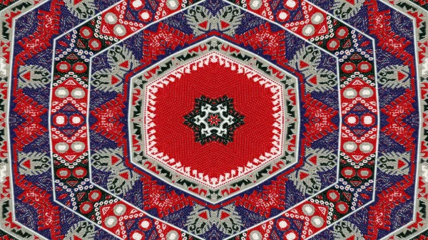 Abstrakte Ethnische Authentische Symmetrische Muster Ornamentale Dekorative Kaleidoskop Bewegung Geometrischer — Stockfoto