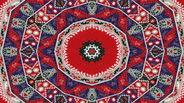 Abstraktní Etnické Autentické Symetrický Vzor Okrasné Dekorativní Kaleidoskop Hnutí Geometrické — Stock fotografie