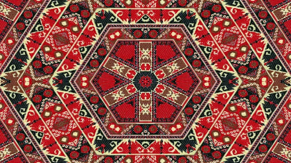 Abstrakte Ethnische Authentische Symmetrische Muster Ornamentale Dekorative Kaleidoskop Bewegung Geometrischer — Stockfoto