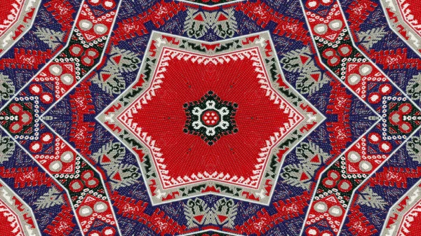 Abstraktní Etnické Autentické Symetrický Vzor Okrasné Dekorativní Kaleidoskop Hnutí Geometrické — Stock fotografie