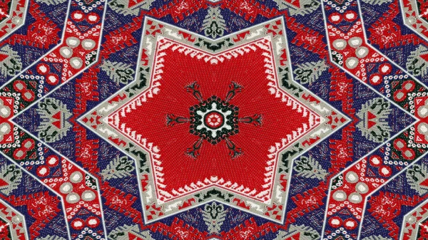 Soyut Etnik Otantik Simetrik Desen Süs Dekoratif Kaleidoscope Hareketi Geometrik — Stok fotoğraf