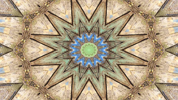 Soyut etnik otantik simetrik desen süs dekoratif Kaleidoscope hareketi geometrik daire ve yıldız şekli