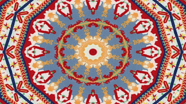 Abstraktní Etnické Autentické Symetrický Vzor Okrasné Dekorativní Kaleidoskop Hnutí Geometrické — Stock fotografie