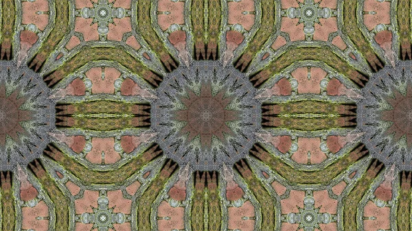 Abstrakte Ethnische Authentische Symmetrische Muster Ornamentale Dekorative Kaleidoskop Bewegung Geometrischer — Stockfoto