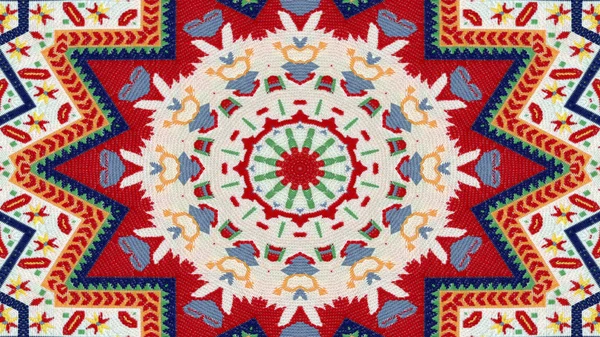 Abstraktní Etnické Autentické Symetrický Vzor Okrasné Dekorativní Kaleidoskop Hnutí Geometrické — Stock fotografie