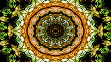 Soyut etnik otantik simetrik desen süs dekoratif Kaleidoscope hareketi geometrik daire ve yıldız şekli