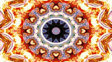 Soyut etnik otantik simetrik desen süs dekoratif Kaleidoscope hareketi geometrik daire ve yıldız şekli