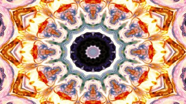 Soyut etnik otantik simetrik desen süs dekoratif Kaleidoscope hareketi geometrik daire ve yıldız şekli