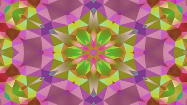 Soyut Renkli Simetrik Desensel Dekoratif Kaleydoskop Hareketi Geometrik Çember ve Yıldız Şekilleri