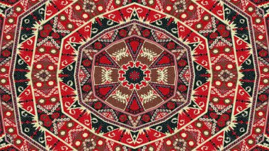 Soyut etnik otantik simetrik desen süs dekoratif Kaleidoscope hareketi geometrik daire ve yıldız şekli