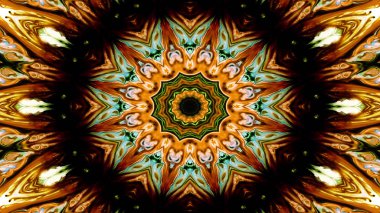 Soyut etnik otantik simetrik desen süs dekoratif Kaleidoscope hareketi geometrik daire ve yıldız şekli