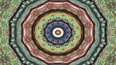 Soyut etnik otantik simetrik desen süs dekoratif Kaleidoscope hareketi geometrik daire ve yıldız şekli