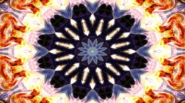 Soyut etnik otantik simetrik desen süs dekoratif Kaleidoscope hareketi geometrik daire ve yıldız şekli