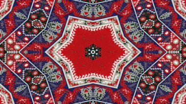 Soyut etnik otantik simetrik desen süs dekoratif Kaleidoscope hareketi geometrik daire ve yıldız şekli