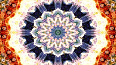 Soyut etnik otantik simetrik desen süs dekoratif Kaleidoscope hareketi geometrik daire ve yıldız şekli