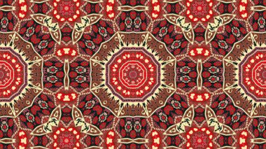 Soyut etnik otantik simetrik desen süs dekoratif Kaleidoscope hareketi geometrik daire ve yıldız şekli