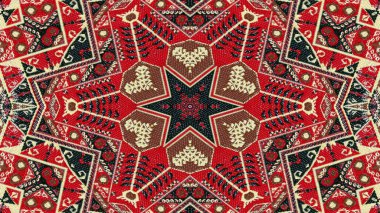Soyut etnik otantik simetrik desen süs dekoratif Kaleidoscope hareketi geometrik daire ve yıldız şekli