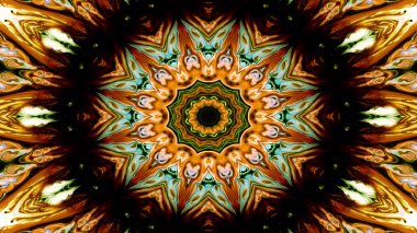 Soyut etnik otantik simetrik desen süs dekoratif Kaleidoscope hareketi geometrik daire ve yıldız şekli