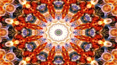 Soyut etnik otantik simetrik desen süs dekoratif Kaleidoscope hareketi geometrik daire ve yıldız şekli