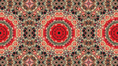 Soyut etnik otantik simetrik desen süs dekoratif Kaleidoscope hareketi geometrik daire ve yıldız şekli