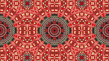 Soyut etnik otantik simetrik desen süs dekoratif Kaleidoscope hareketi geometrik daire ve yıldız şekli