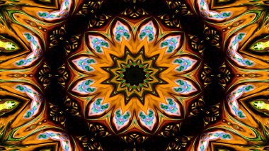 Soyut etnik otantik simetrik desen süs dekoratif Kaleidoscope hareketi geometrik daire ve yıldız şekli