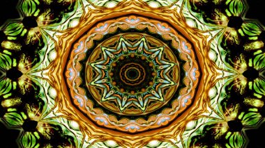 Soyut etnik otantik simetrik desen süs dekoratif Kaleidoscope hareketi geometrik daire ve yıldız şekli