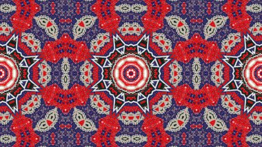 Soyut etnik otantik simetrik desen süs dekoratif Kaleidoscope hareketi geometrik daire ve yıldız şekli