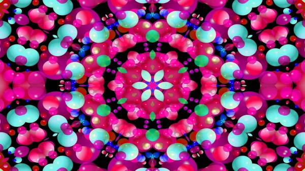 Abstrakcyjny Kolorowy Wzór Symetryczny Ozdobny Kalejdoskop Ruchome Geometryczne Koła Kształty — Zdjęcie stockowe