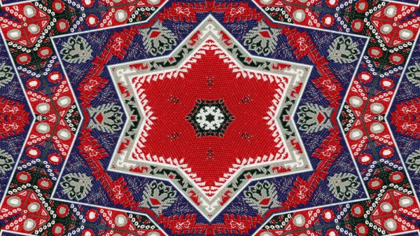 Abstrakte Ethnische Authentische Symmetrische Muster Ornamentale Dekorative Kaleidoskop Bewegung Geometrischer — Stockfoto