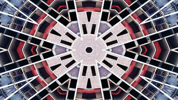 Abstract Construction Building Area Symmetric Pattern Ornamental Decorative Kaleidoscope Movement — Stock Photo, Image