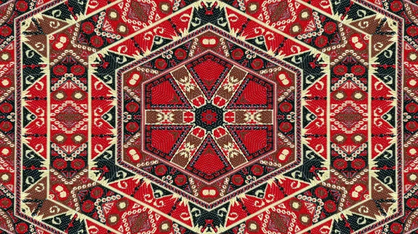 Abstraktní Etnické Autentické Symetrický Vzor Okrasné Dekorativní Kaleidoskop Hnutí Geometrické — Stock fotografie